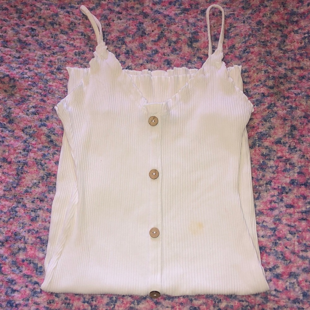 White dress brown buttons L